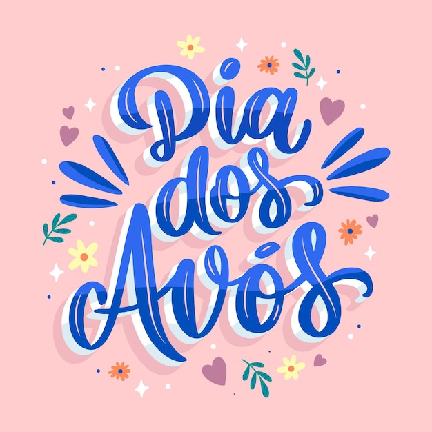 Letras de dia dos avos desenhadas à mão