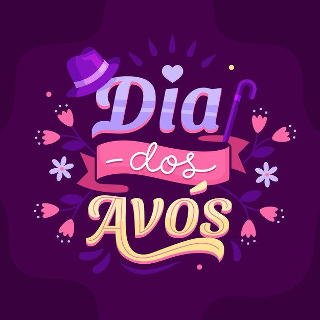 Letras de dia dos avos desenhadas à mão