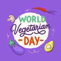 Vetor grátis letras de dia vegetariano plano desenhado à mão