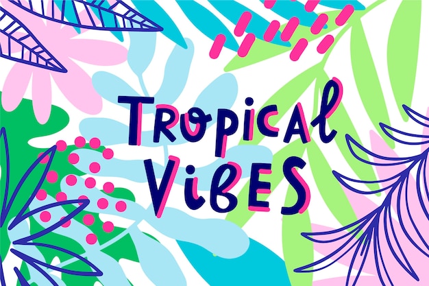 Vetor grátis letras de estilo tropical com folhas