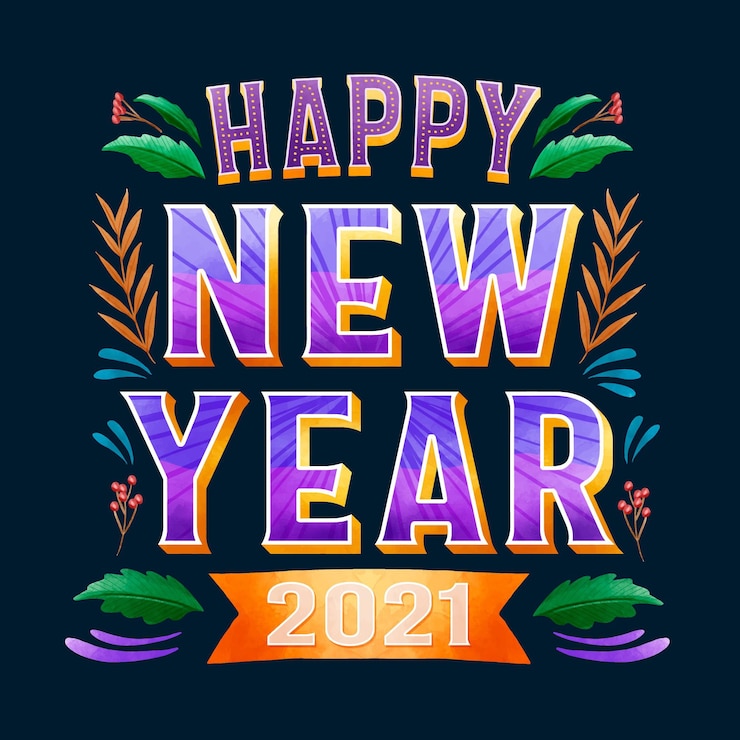 Vetor grátis letras de feliz ano novo 2021