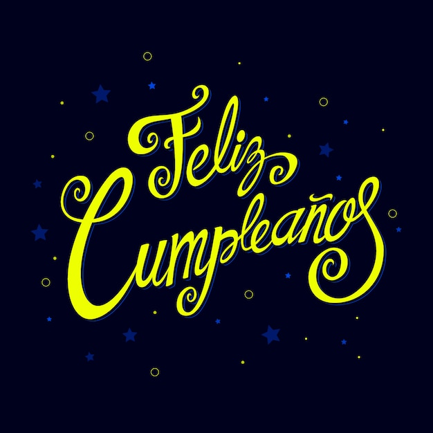 Letras de feliz cumpleanos com elementos festivos