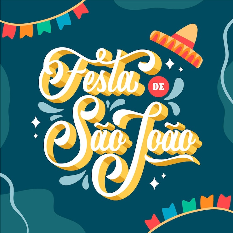 Vetor grátis letras de festa de sao joao desenhada à mão