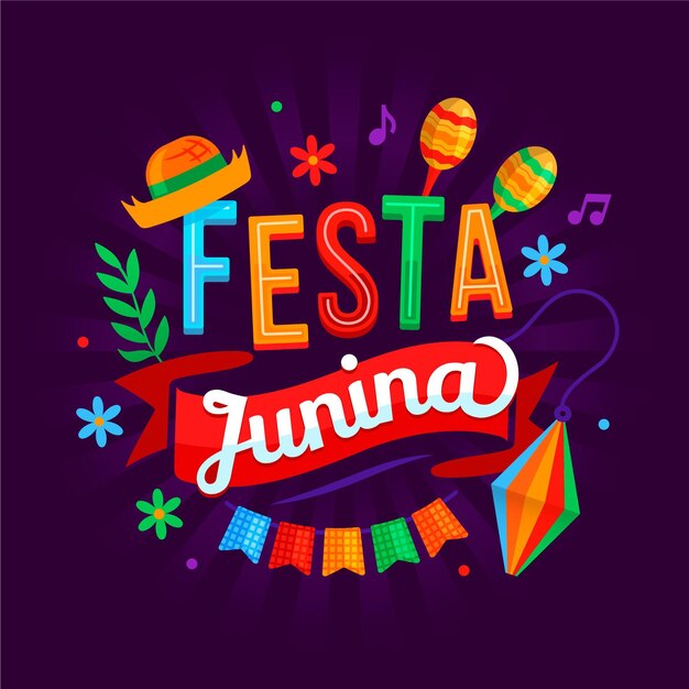 Letras de festa junina desenhada à mão