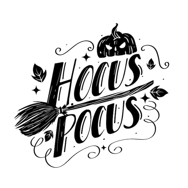 Vetor grátis letras de halloween hocus pocus desenhadas à mão