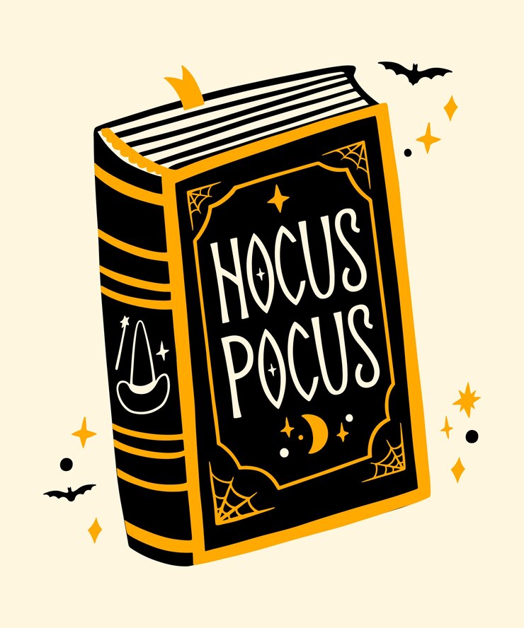 Vetor grátis letras de hocus pocus planas para celebração de halloween