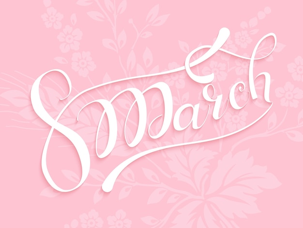 Vetor grátis letras de março em flores cor de rosa