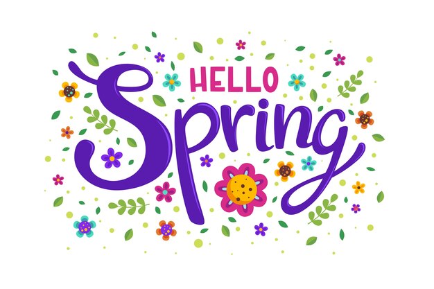 Letras de primavera floral plana