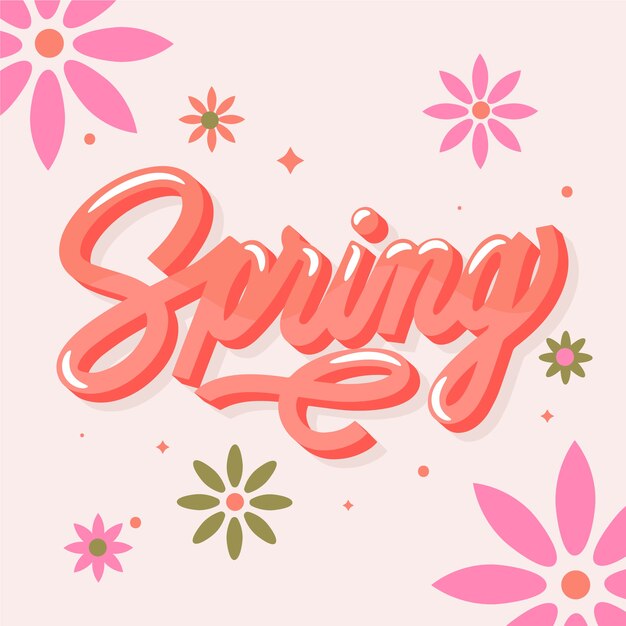Letras de primavera floral plana