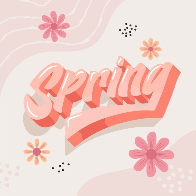 Vetor grátis letras de primavera floral plana