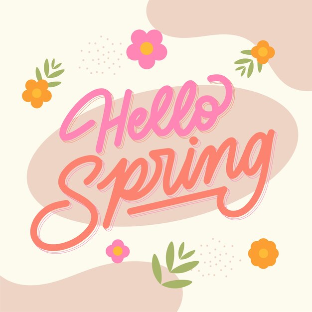 Letras de primavera floral plana