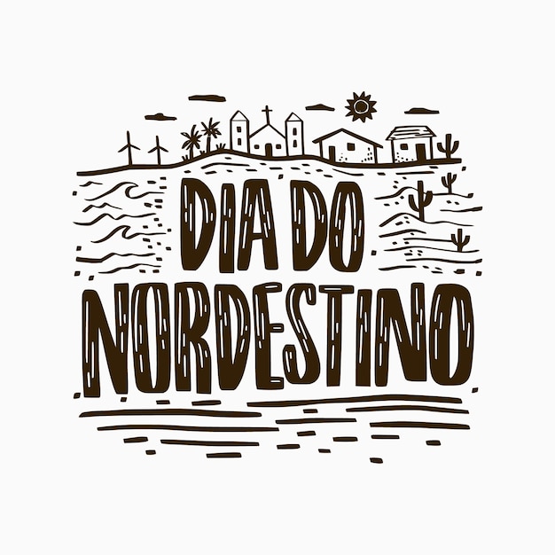 Vetor grátis letras desenhadas à mão do dia do nordestino