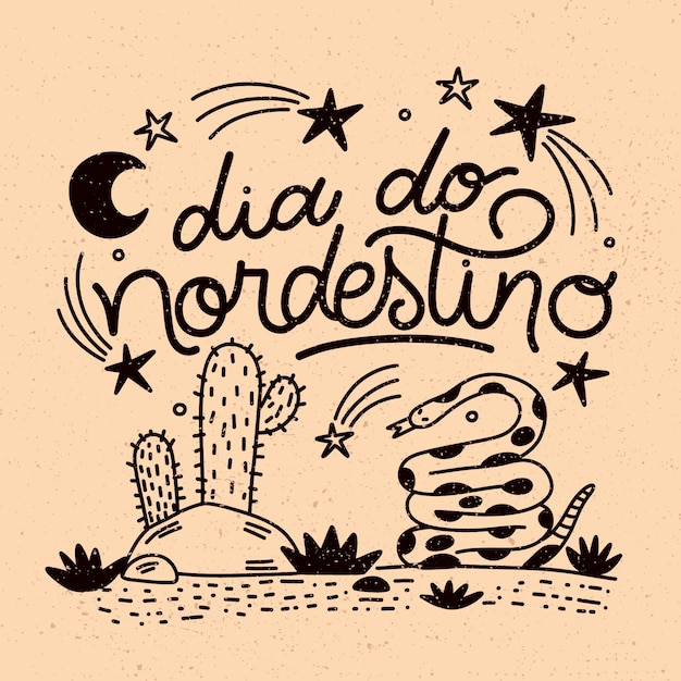 Letras desenhadas à mão do dia do nordestino