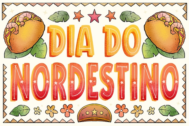 Vetor grátis letras desenhadas à mão do dia do nordestino