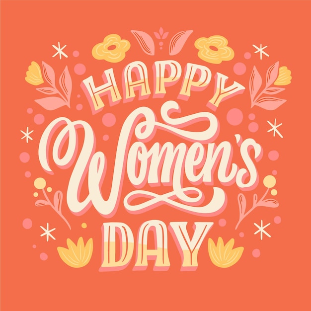 Vetor grátis letras desenhadas à mão para o dia internacional da mulher