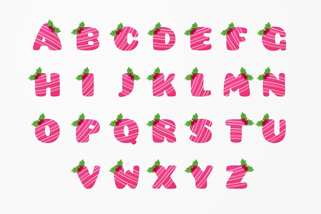 Letras do alfabeto natalino de cana doce