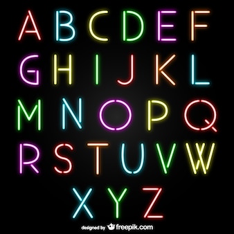 Letras do alfabeto neon