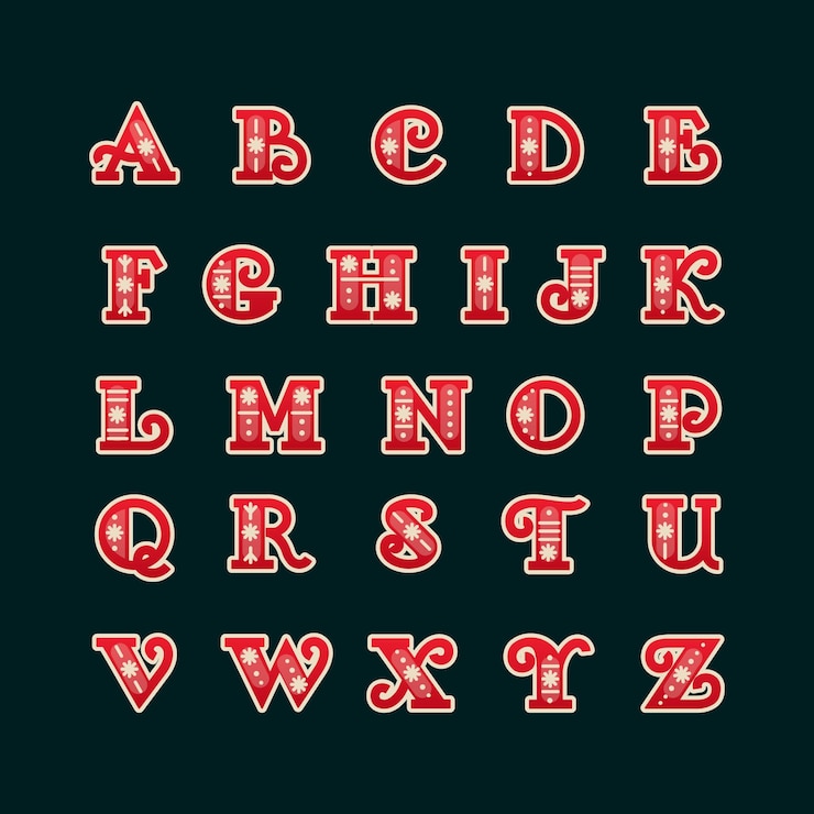 Vetor grátis letras do alfabeto vintage de natal