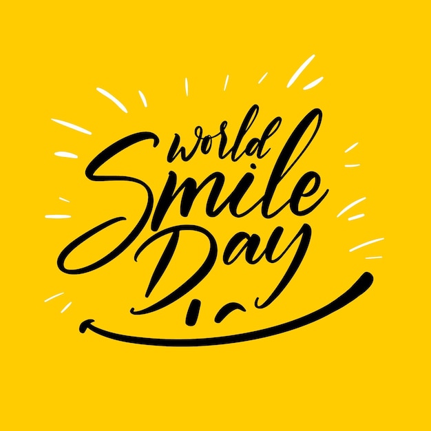 Vetor grátis letras do dia mundial do sorriso com rosto feliz