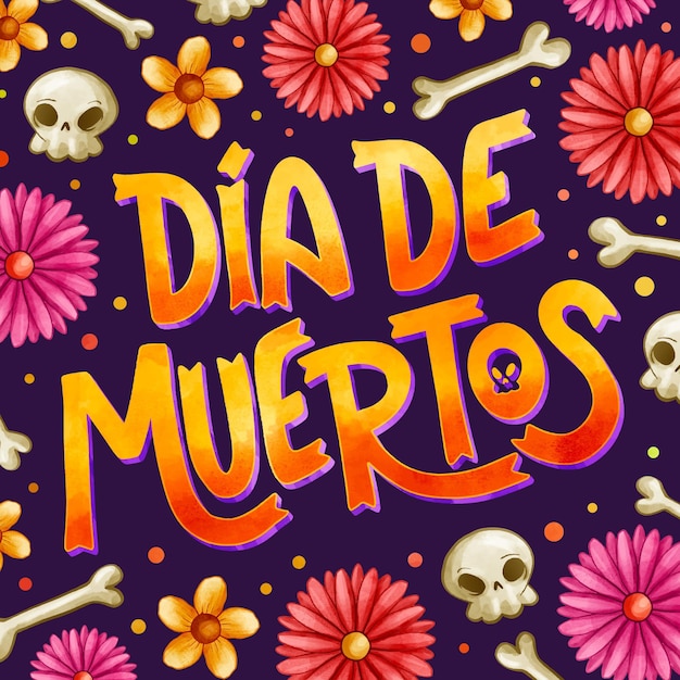 Vetor grátis letras em aquarela de dia de muertos