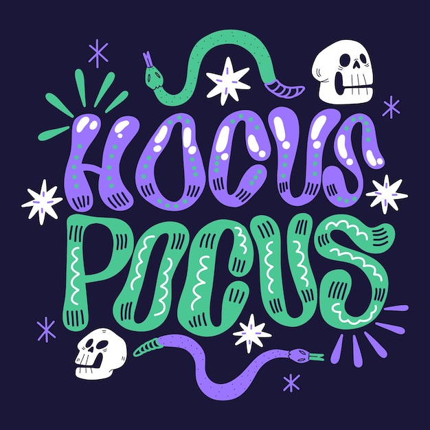 Vetor grátis letras planas de hocus pocus de halloween