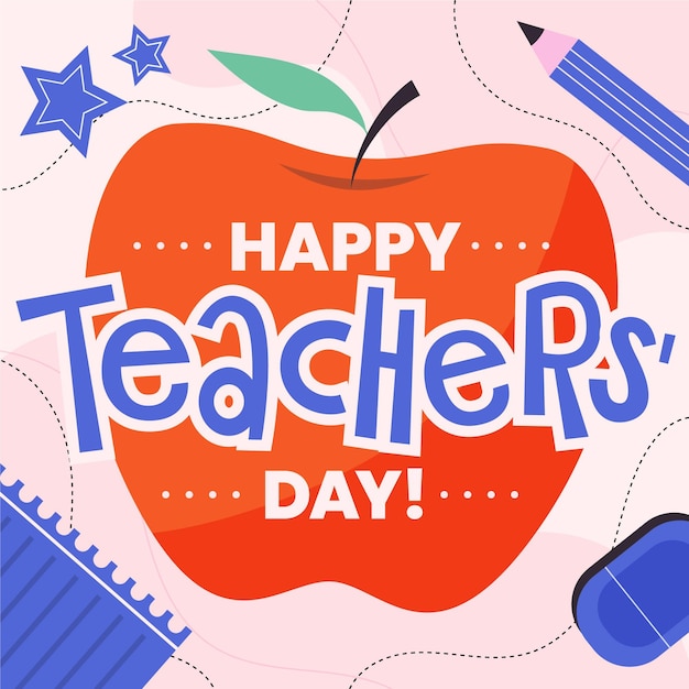 Letras planas do dia dos professores desenhadas à mão