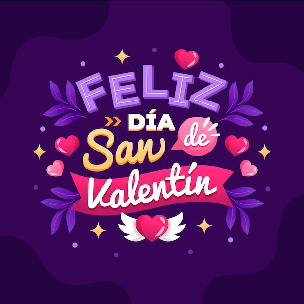 Vetor grátis letras planas feliz dia dos namorados em espanhol