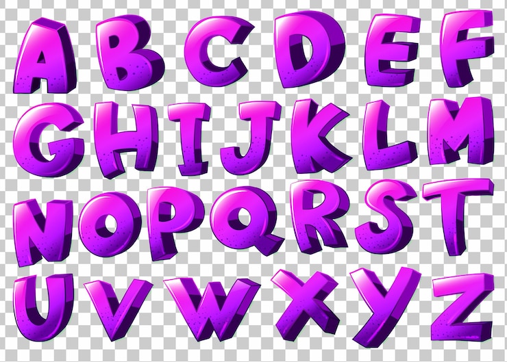 Vetor grátis letras roxas do alfabeto
