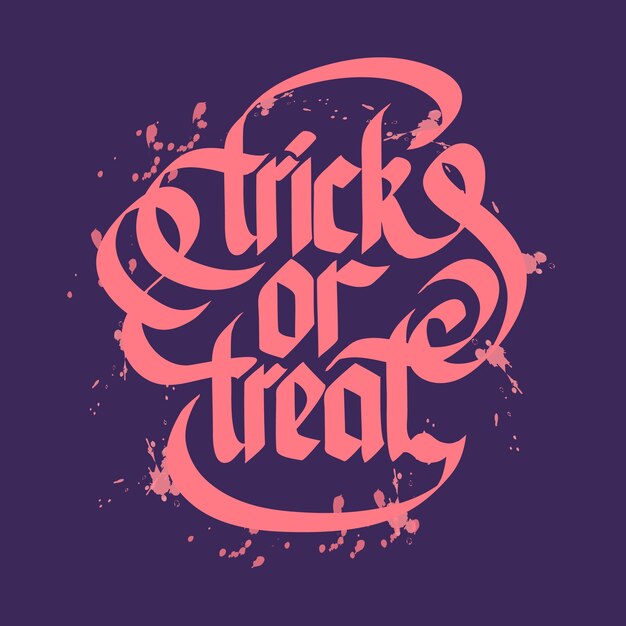 Letras tipográficas doces ou travessuras de halloween com letras rosa