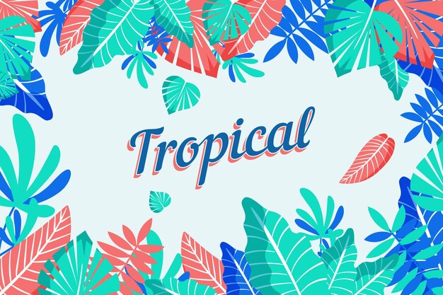 Letras tropicais com folhas e flores