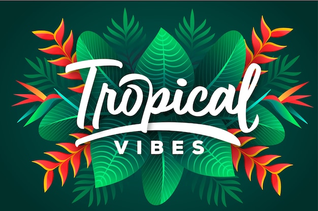 Letras tropicais com folhas ou flores