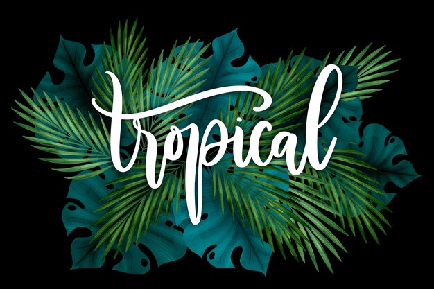 Letras tropicais com folhas ou flores