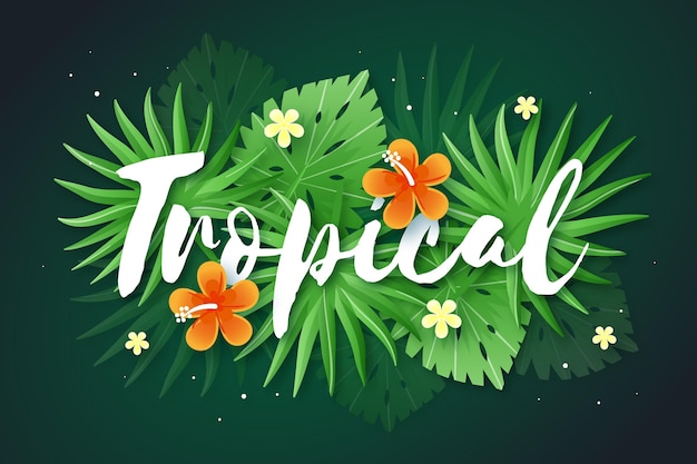 Letras tropicais com folhas