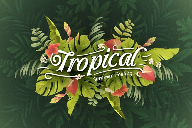 Letras tropicais com folhas