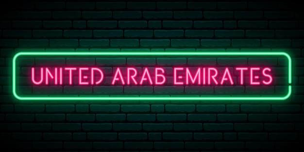 Letreiro de néon nos emirados árabes unidos