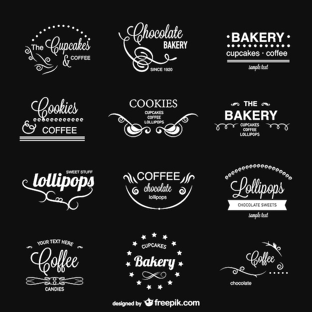 Vetor grátis lettering logos alimentos
