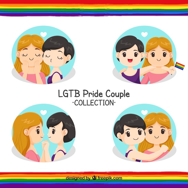 Lgbt orgulho casais coleção em estilo simples