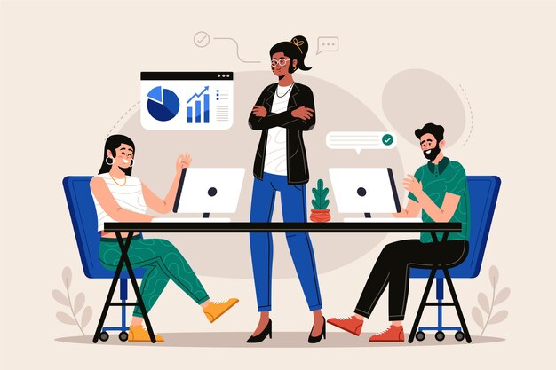 Líder de equipe feminina de ilustração plana