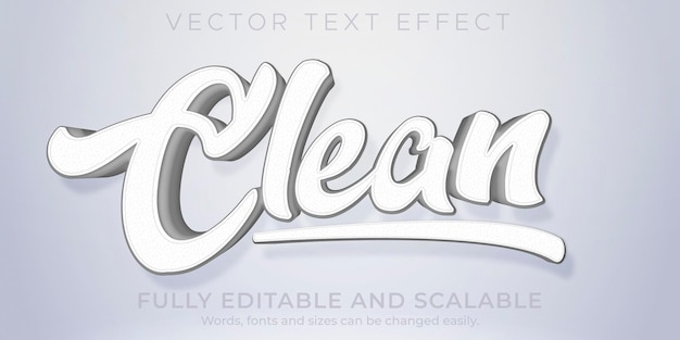 Limpar efeito de texto branco editável simples estilo de texto elegante Vetor grátis