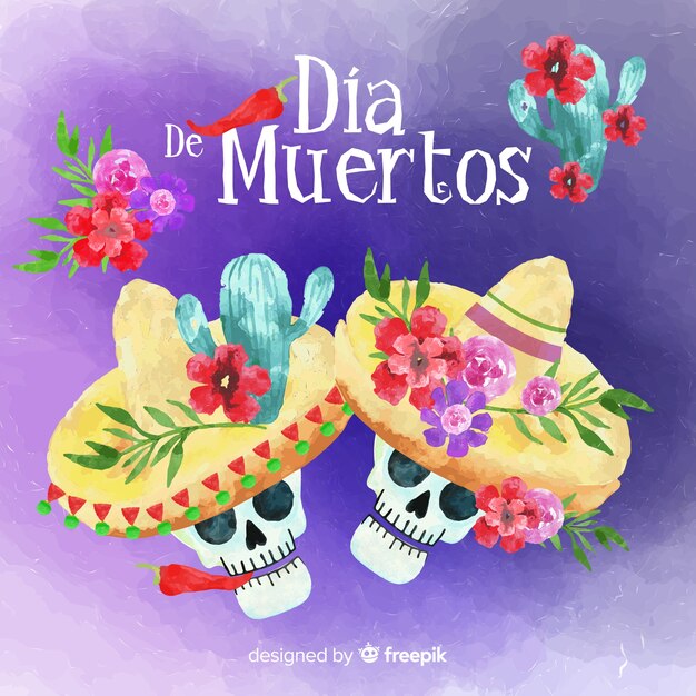 Linda aguarela día de muertos fundo