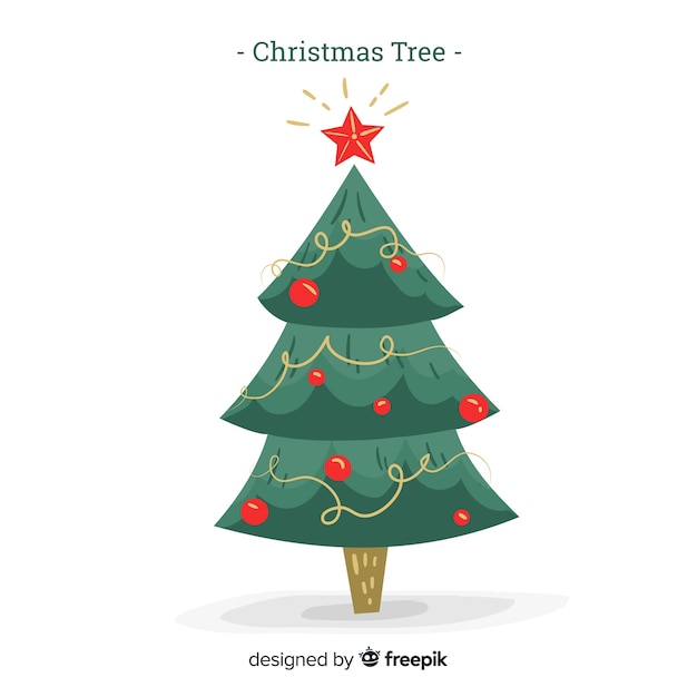 Linda árvore de natal com design plano
