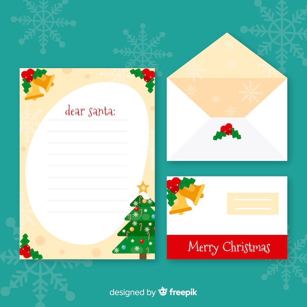 Vetor grátis linda carta de natal e envelope