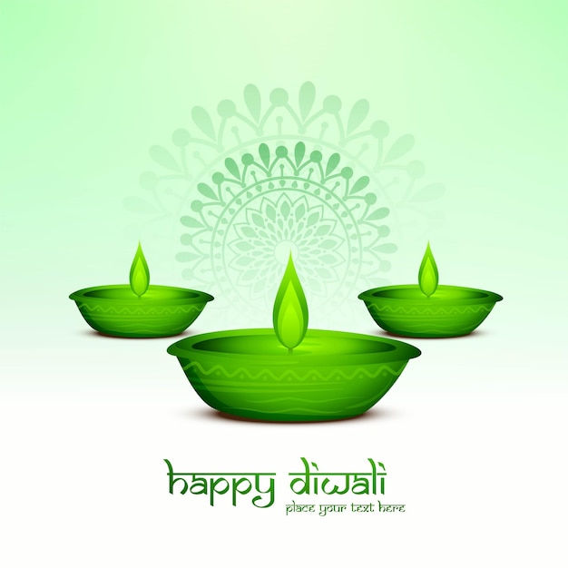 Linda diya verde para fundo de ocasião feliz diwali