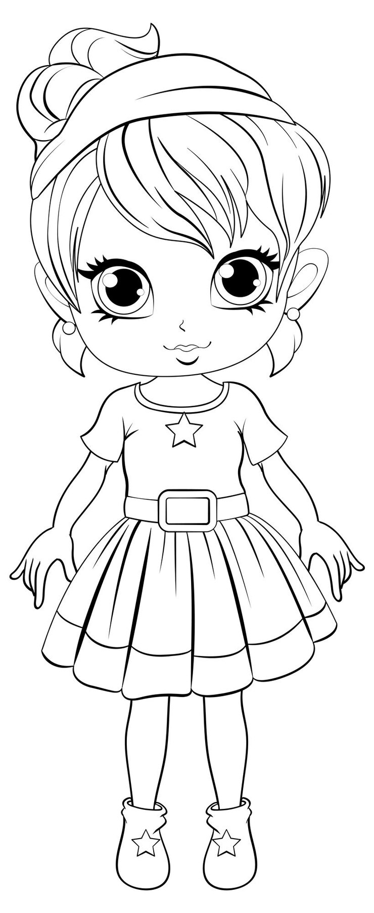 Vetor grátis linda garota cartoonl e seu personagem de coloração doodle