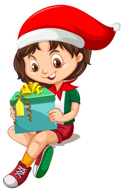 Linda garota em personagem de desenho animado de fantasia de natal