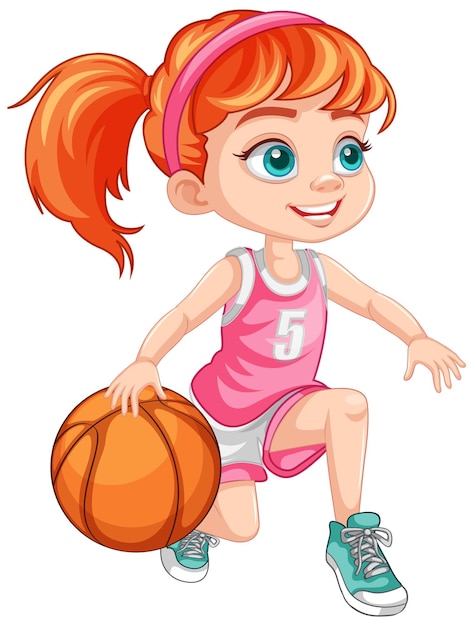 Vetor grátis linda garota jogando basquete