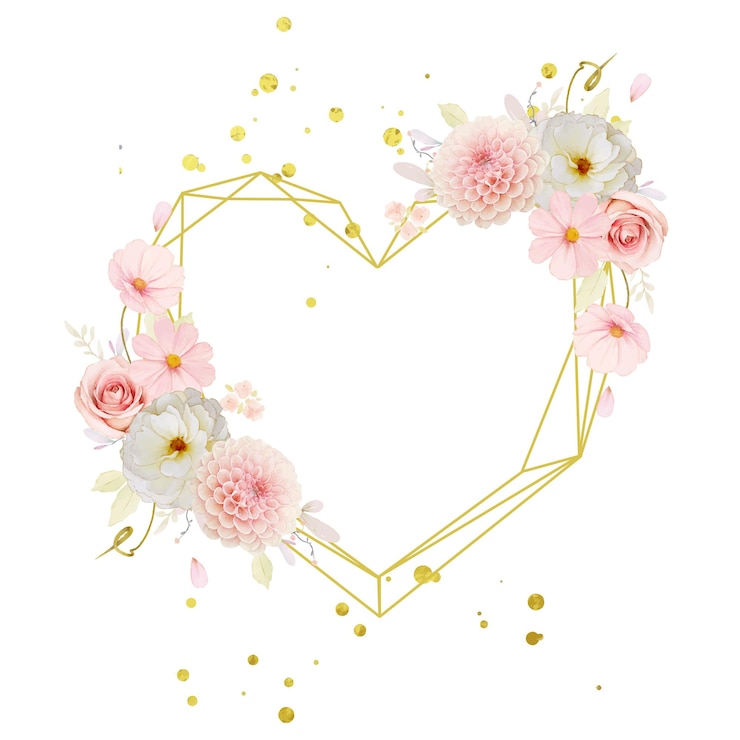 Vetor grátis linda guirlanda floral com aquarela rosas e dália rosa