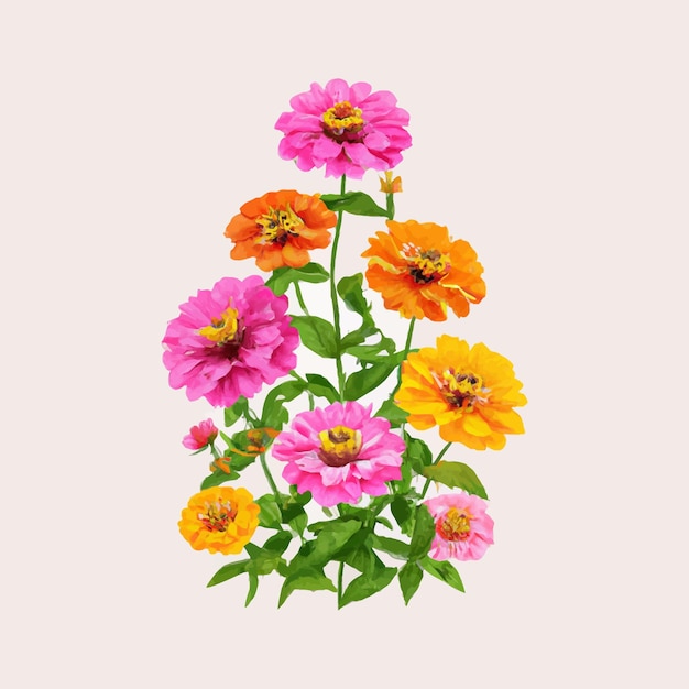 Linda ilustração de planta de flores em aquarela