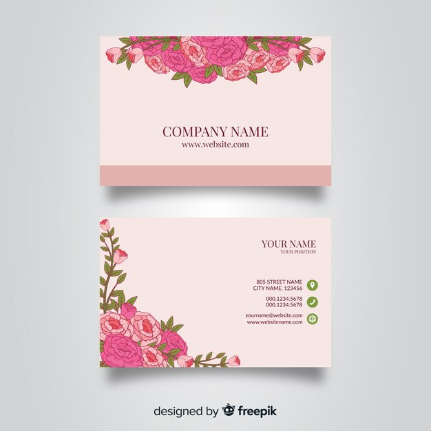 Linda mão desenhada cartão floral