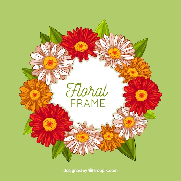 Vetor grátis linda mão desenhada floral frame